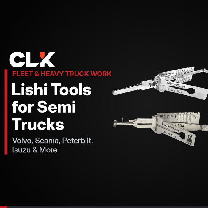Original Lishi 2-in-1 pick/decoders for Volvo VNL and HU71 (Scania) truck locks from CLK Supplies