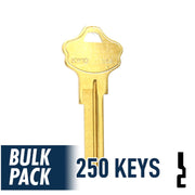 250 Pack KW10 Kwikset Key (Brass) 250 Pack Ilco