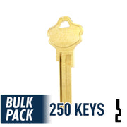 250 Pack KW10 Kwikset Key (Brass) 250 Pack Ilco
