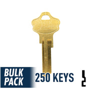 250 Pack KW10 Kwikset Key (Brass) 250 Pack Ilco