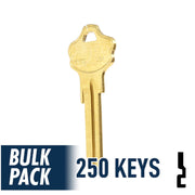 250 Pack KW10 Kwikset Key (Brass) 250 Pack Ilco