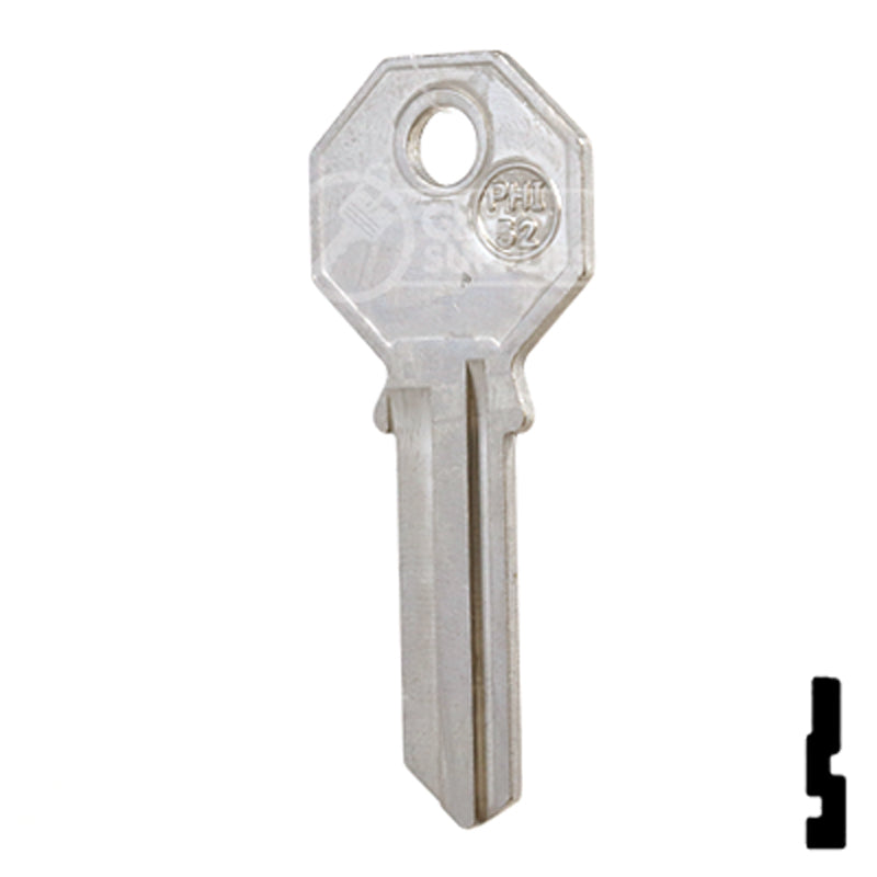 Phillips Mexico (PHI-52, PHA1) Nickel Plated Key Blank All JMA USA