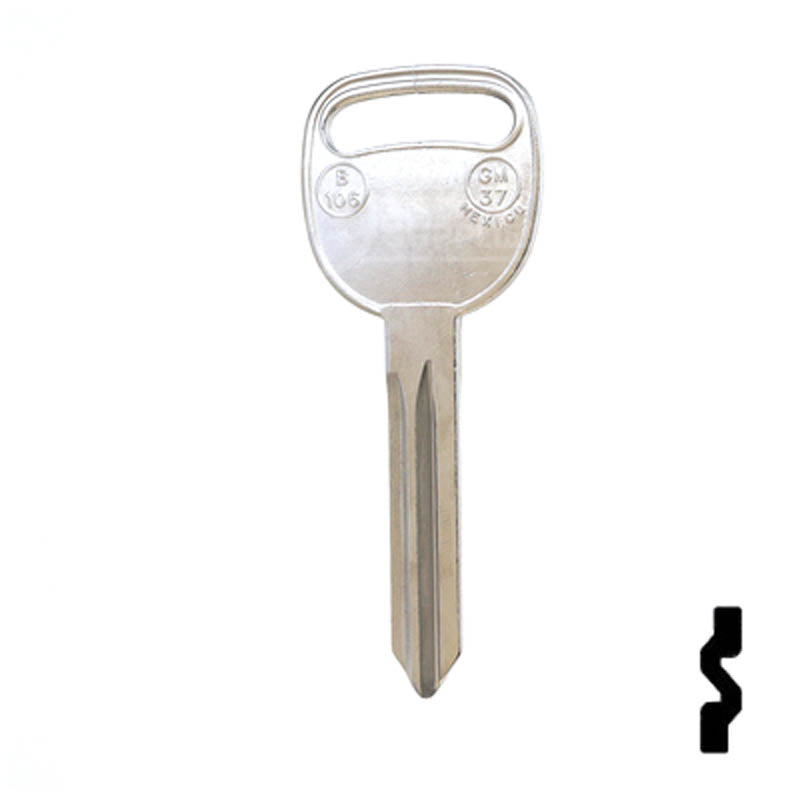 Uncut Key Blank | B106, P1115 | GM Automotive Key JMA USA
