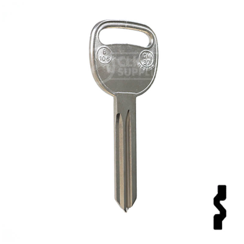 Uncut Key Blank | B106, P1115 | GM Automotive Key JMA USA