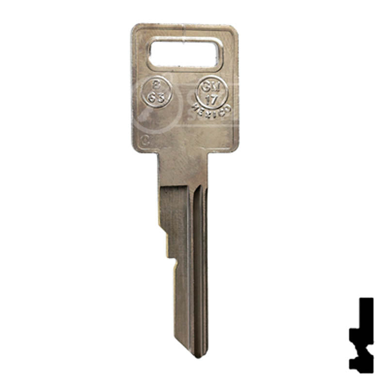 Uncut Key Blank | B63 | GM Key Automotive Key JMA USA