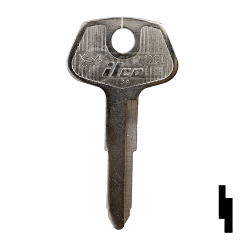 Uncut Key Blank | Chrysler, General Motors | X54, DC1 — CLK Supplies