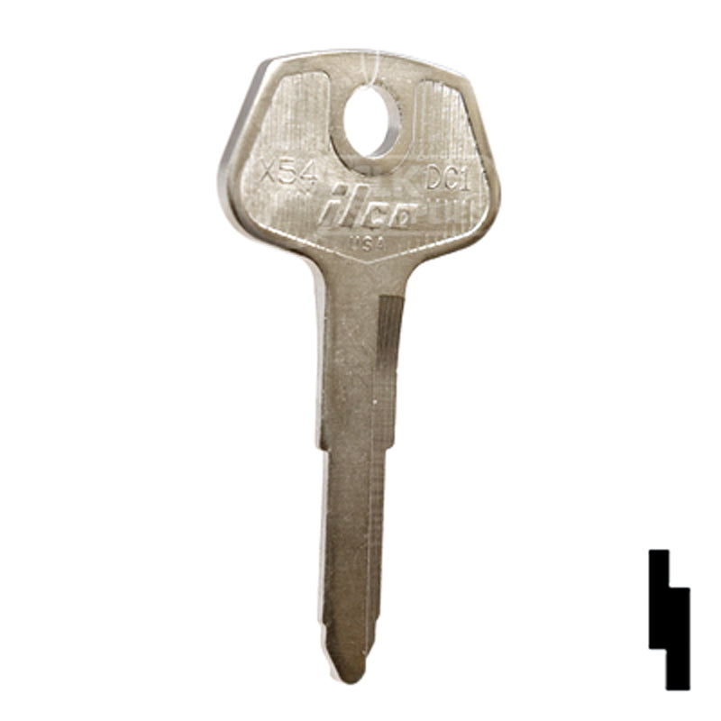 Uncut Key Blank | Chrysler, General Motors | X54, DC1 Automotive Key Ilco