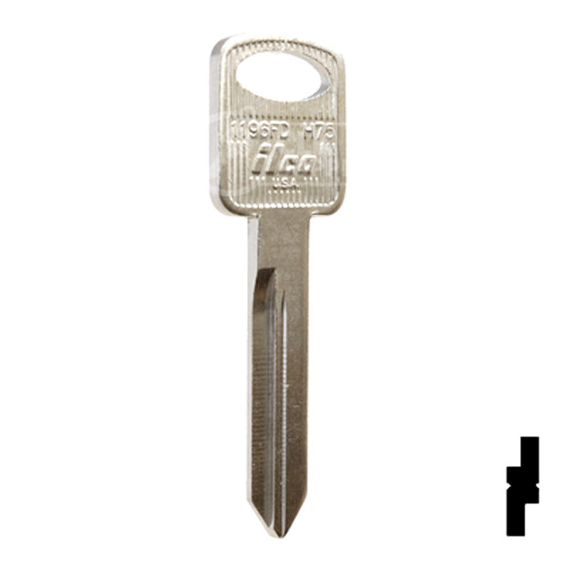 Uncut Key Blank | Ford | 1196FD, H75 Automotive Key Ilco