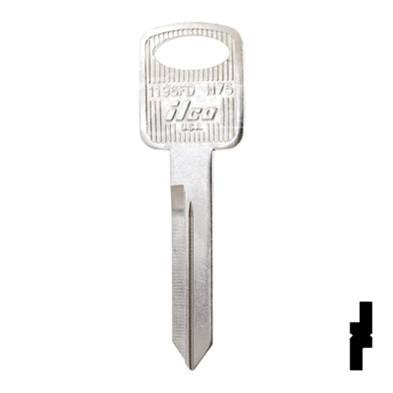 Uncut Key Blank | Ford | 1196FD, H75 Automotive Key Ilco