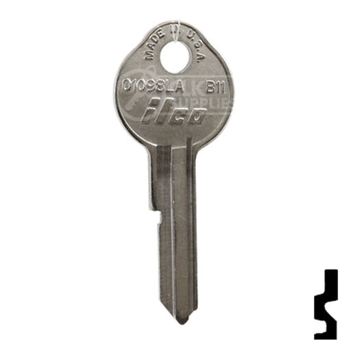 Uncut Key Blank | General Motors | 01098LA, B11 Automotive Key Ilco