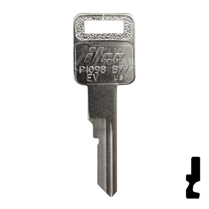 Uncut Key Blank | General Motors | P1098EV, B77 Automotive Key Ilco