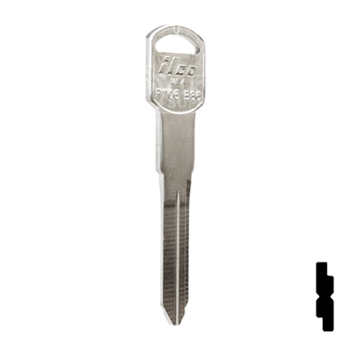 Uncut Key Blank | General Motors | P1106, B86 Automotive Key Ilco