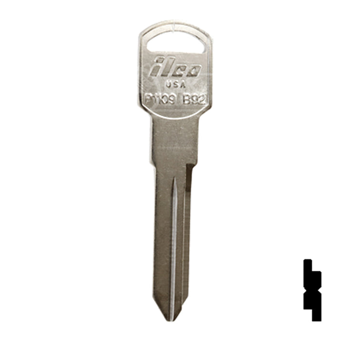 Uncut Key Blank | General Motors | P1109, B92 Automotive Key Ilco