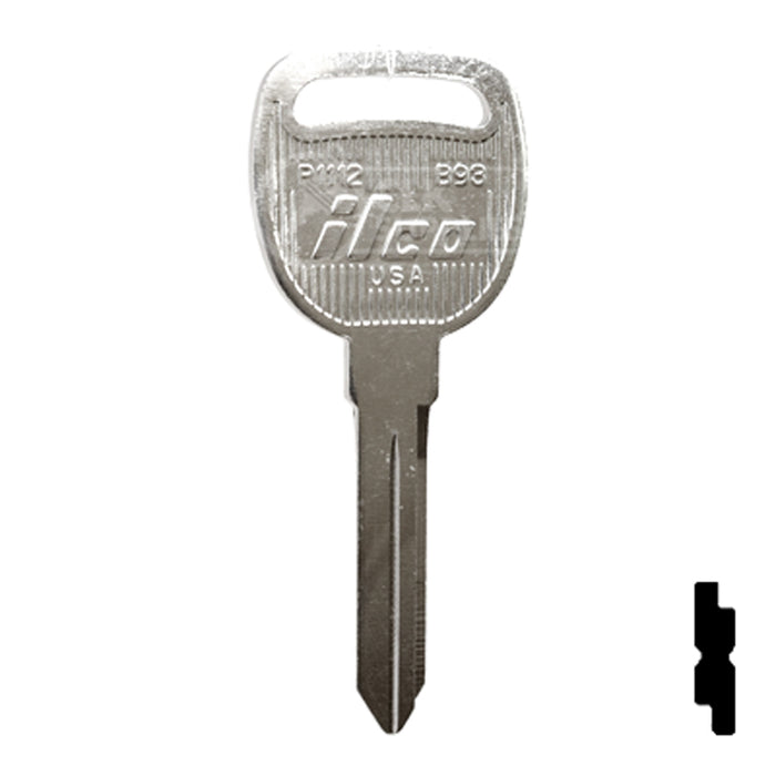 Uncut Key Blank | General Motors | P1112, B93 Automotive Key Ilco