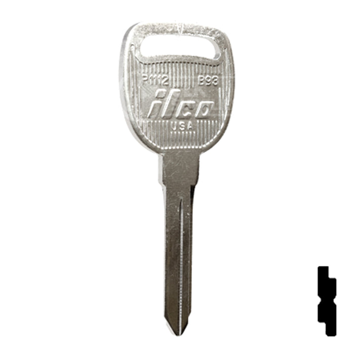 Uncut Key Blank | General Motors | P1112, B93 Automotive Key Ilco