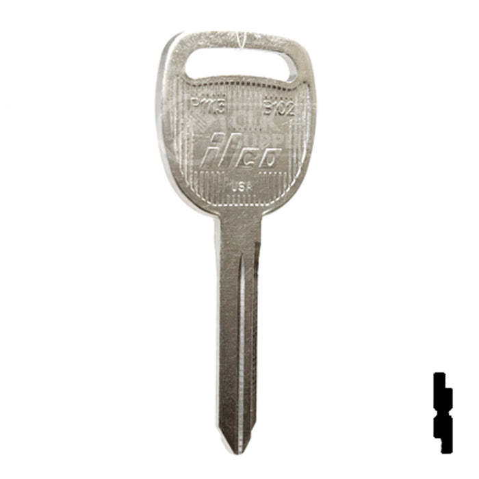 Uncut  Key Blank | General Motors | P1113, B102 Automotive Key Ilco