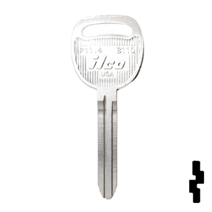 Uncut Key Blank | General Motors | P1114, B110 Automotive Key Ilco