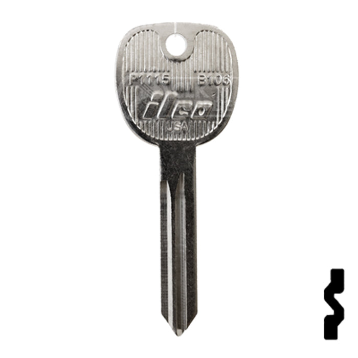 Uncut Key Blank | General Motors | P1115, B106 Automotive Key Ilco