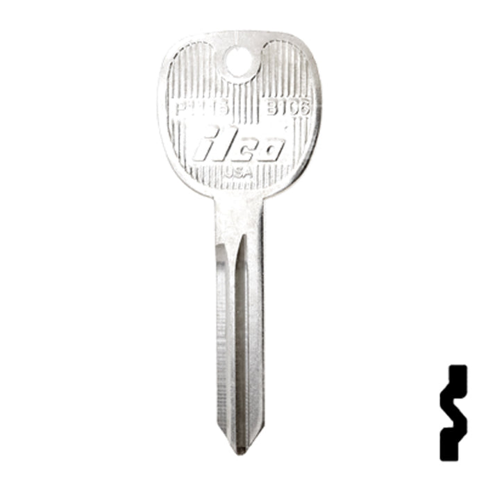 Uncut Key Blank | General Motors | P1115, B106 Automotive Key Ilco