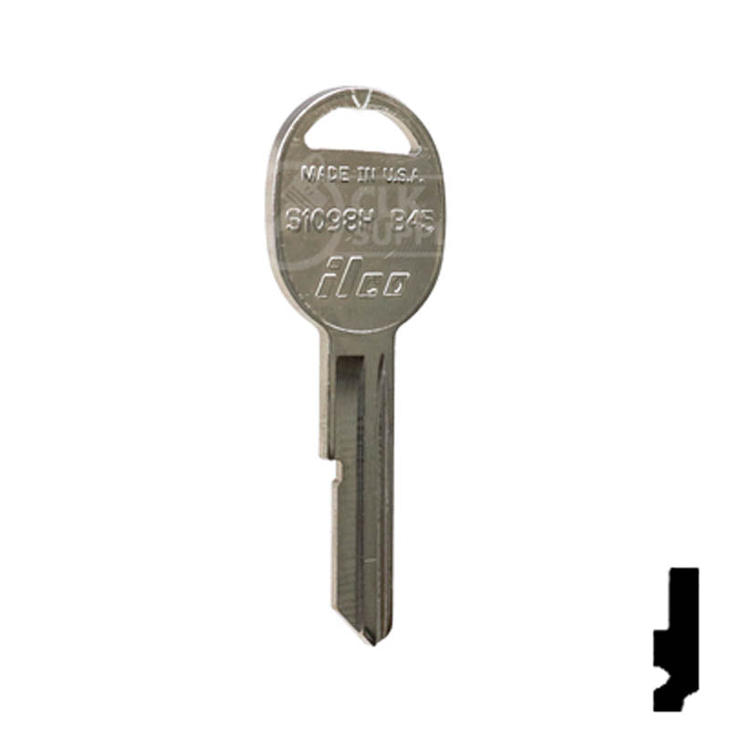 Uncut Key Blank | General Motors | S1098H, B45 Automotive Key Ilco