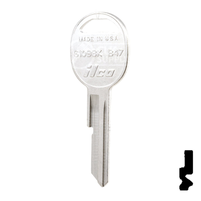 Uncut Key Blank | General Motors | S1098K, B47 Automotive Key Ilco