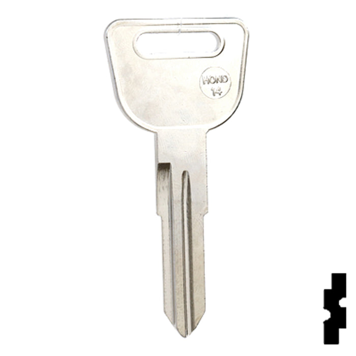 Uncut Key Blank | Honda | HD98-NP, HOND-14 Automotive Key JMA USA