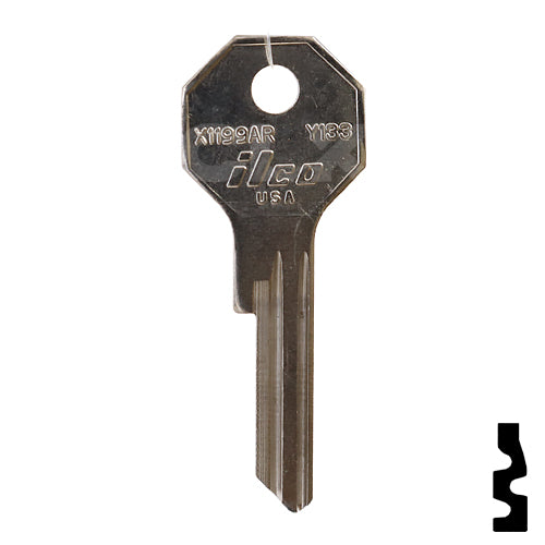 Uncut Key Blank | Studebaker, Chrysler | X1199AR, Y133 Automotive Key Ilco