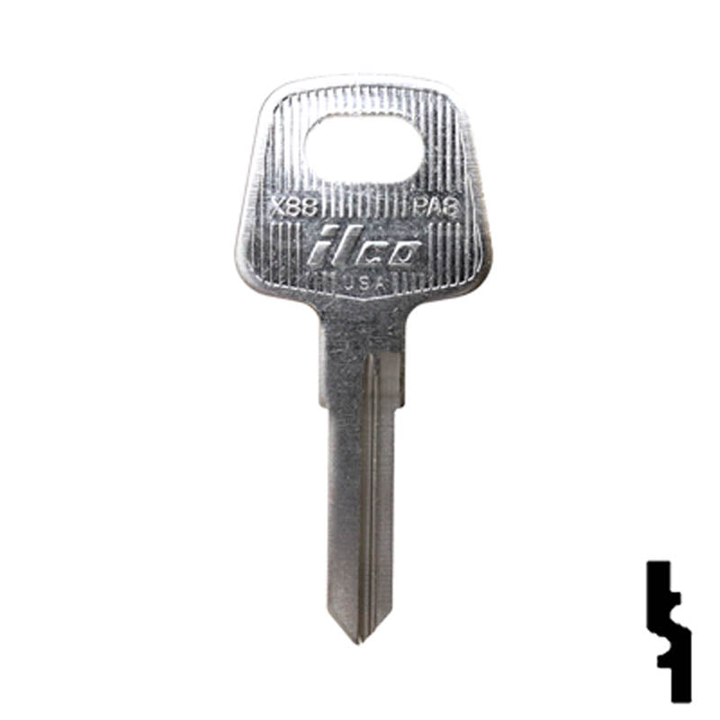 Uncut Key Blank | Volkswagen | Audi | X88 ( PA8 ) Automotive Key Ilco