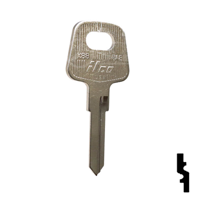 Uncut Key Blank | Volkswagen | Audi | X88 ( PA8 ) Automotive Key Ilco