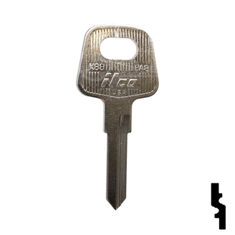 Uncut Key Blank | Volkswagen | Audi | X88 ( PA8 ) Automotive Key Ilco