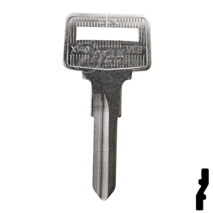 Uncut Key Blank | Volvo | X140, VL8 Automotive Key Ilco