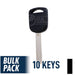 Uncut Transponder Key "V" Chip | Acura | Honda | HO03-PT, 5907553 Pack of 10 Automotive Key JMA USA