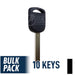 Uncut Transponder Key "V" Chip | Acura | Honda | HO03-PT, 5907553 Pack of 10 Automotive Key JMA USA