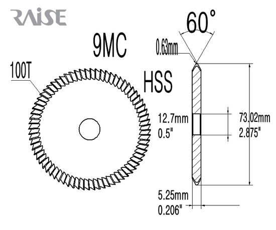 OEM Replacement for 9MC HSS Cutter for Ilco 016, 017, 018 Edge Key Cutting Wheel Raise