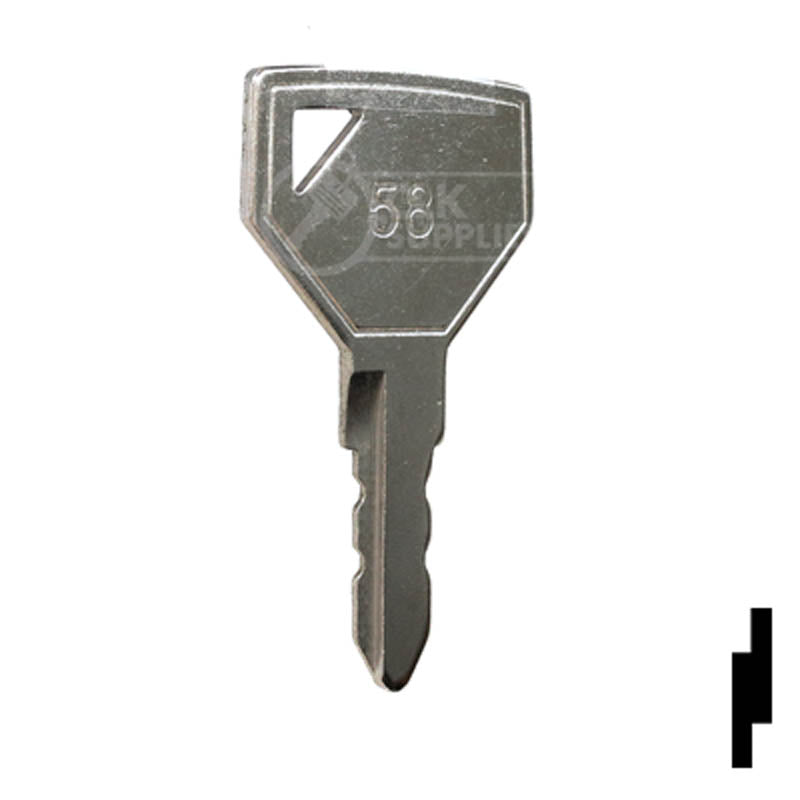 Precut Tractor Key | Yanmar, John Deere | EQ-58, 52160 Equipment Key Cosmic Keys