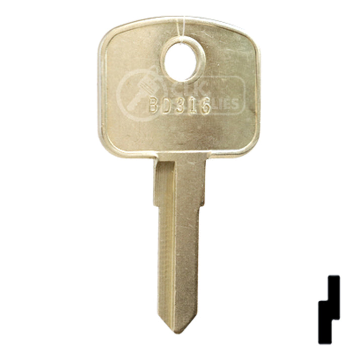 Uncut Key Blank | Bobcat, Caterpillar, Ford, Volvo | BD316 Equipment Key Framon Manufacturing Company, Inc