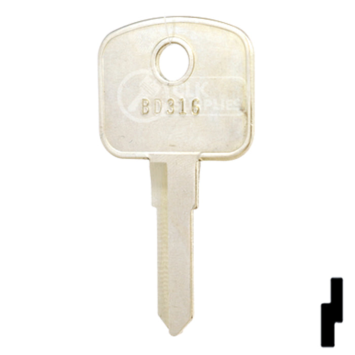 Uncut Key Blank | Bobcat, Caterpillar, Ford, Volvo | BD316 Equipment Key Framon Manufacturing Company, Inc