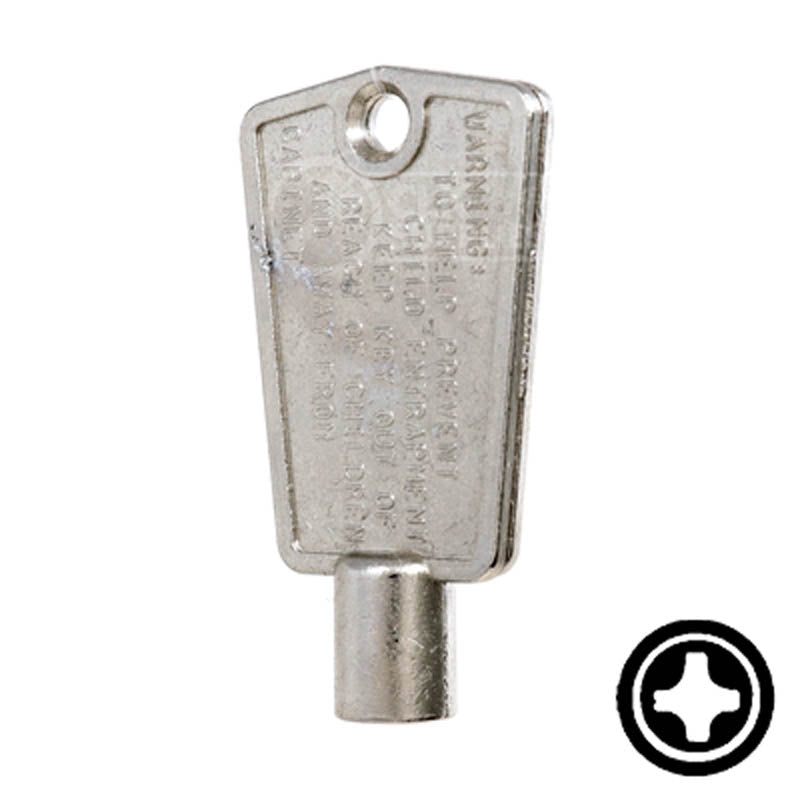 CompX "Cross" Freezer Key Flat Steel-Bit-Tubular-Key Compx Security