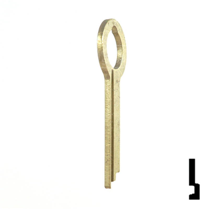 Uncut Key Blank | HHM, York | 1135 Flat Steel-Bit-Tubular-Key Ilco