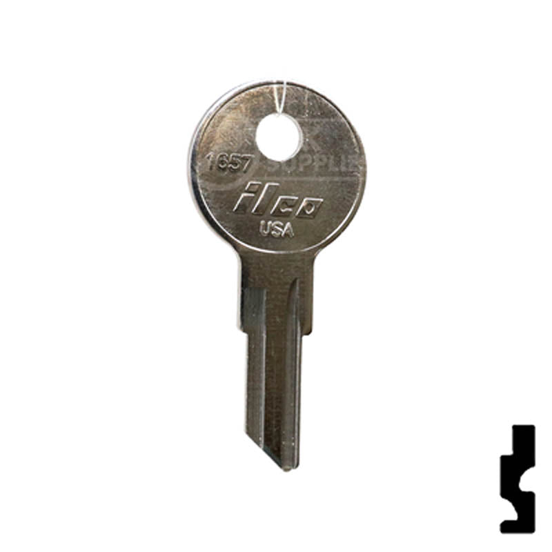Uncut Key Blank | Pollak | 1657 Flat Steel-Bit-Tubular-Key Ilco