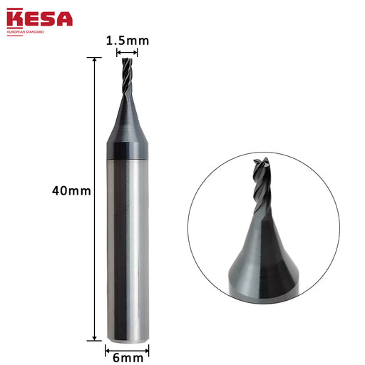 1.5mm End Mill Cutter for Triton, Condor, SEC-E9, Condor, Black Widow Laser Key Cutting Bit KESA