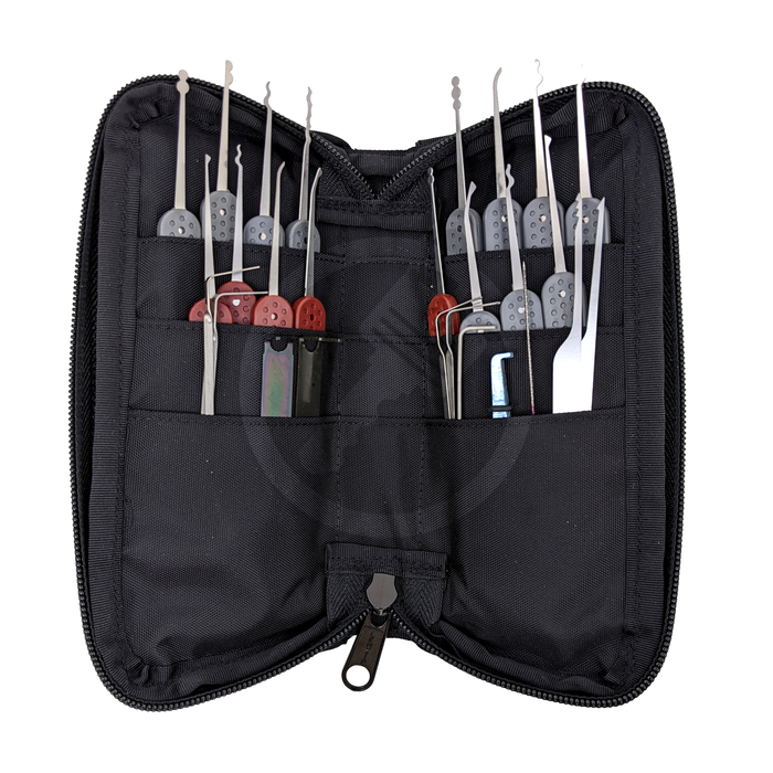 Rytan Mini-Red Miniature Lock Pick Set | 27-Piece (Large Zipper Case) Lock Pick Rytan