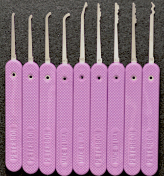 Just Picks 0.018 Government Steel Lock Picks Slender Group B Lock Pick Set Peterson Manufacturing