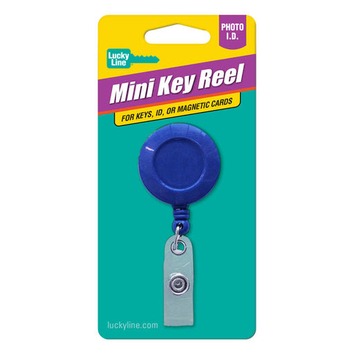 Lucky Line | Mini Key Reel Clip on Blue 1/Card Novelty Key Accessory Lucky Line