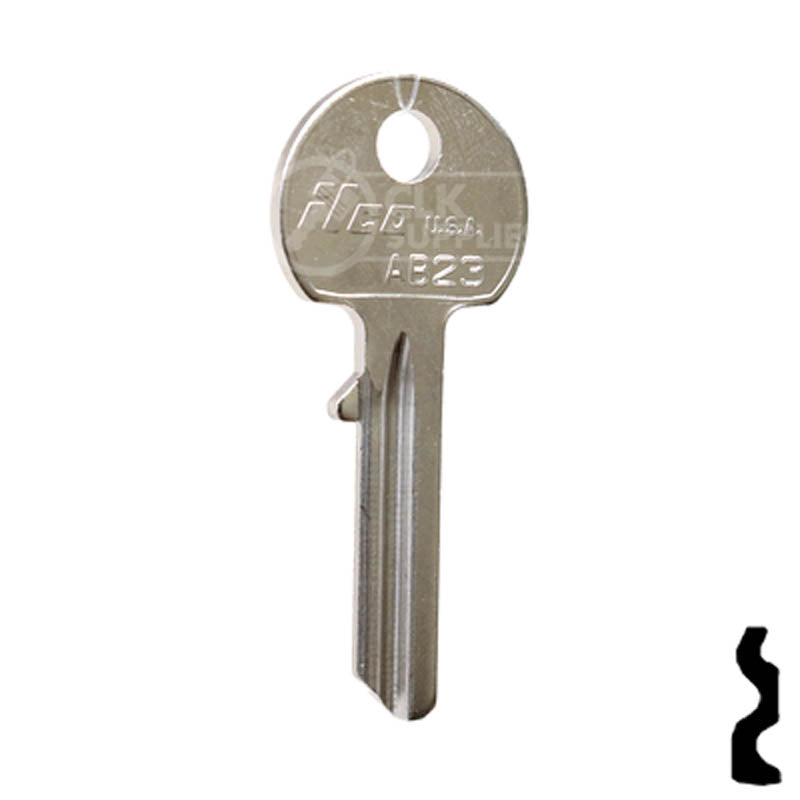Uncut Key Blank | Abus | AB23 Padlock Key Ilco