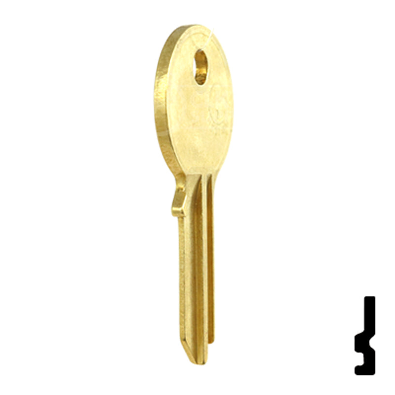 Uncut Key Blank | American Padlock | AM3JU-1-BR, 1046 Padlock Key JMA USA