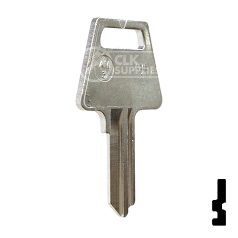 Uncut Key Blank | American Padlock | AME-1, AM3 Padlock Key JMA USA