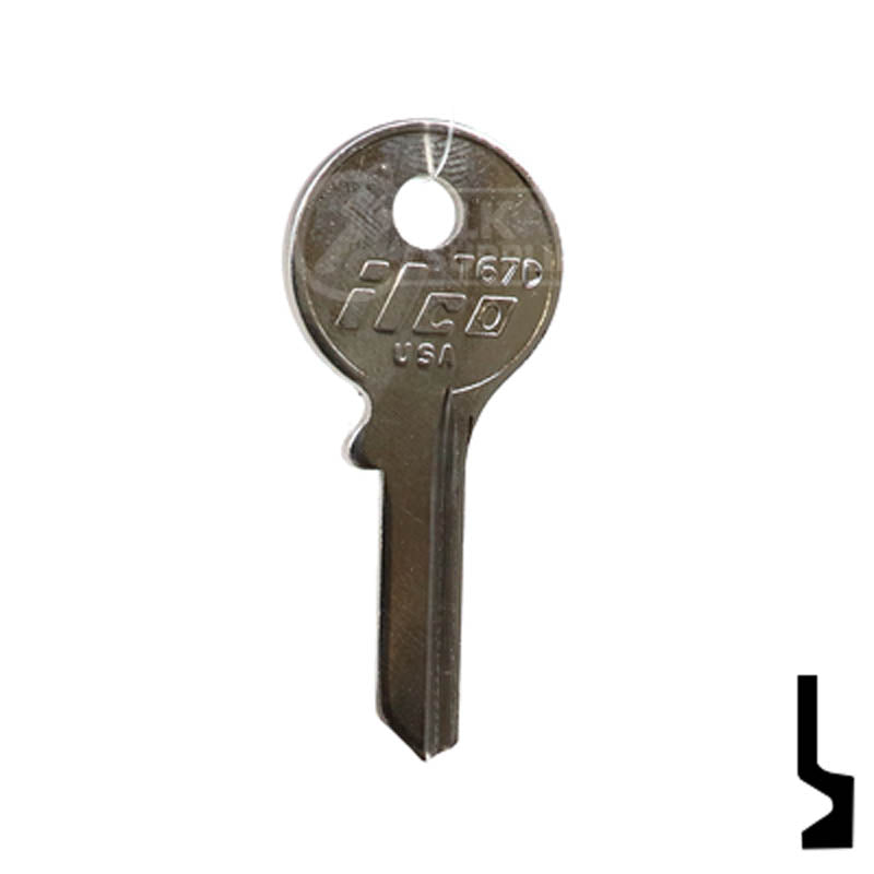 Uncut Key Blank | Clinton Padlocks | T67D Padlock Key Ilco