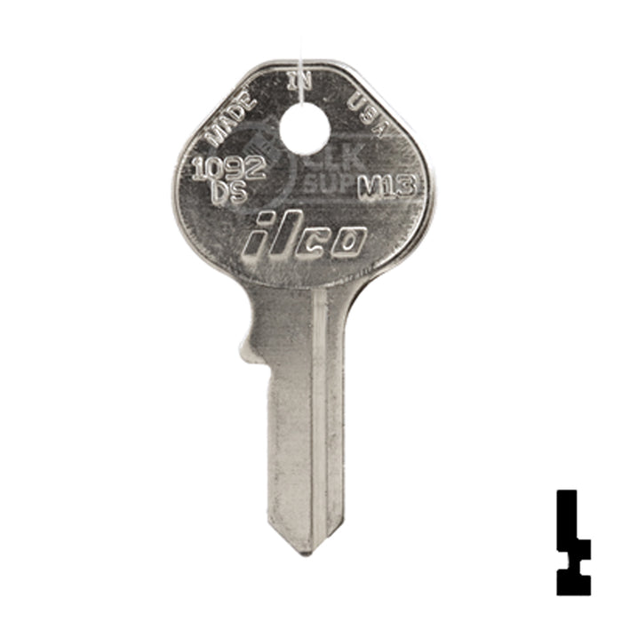 Uncut Key Blank | Master Padlock | 1092DS, M13 Padlock Key Ilco