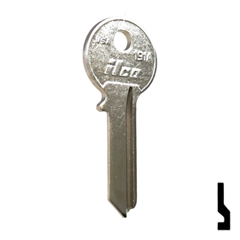 Uncut Key Blank | Viro | 191A Padlock Key Ilco